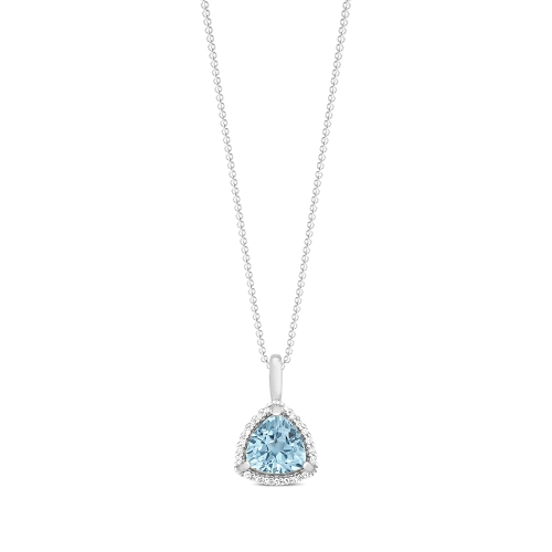 3 Prong Trillion Blue Topaz Gemstone Pendant Necklace