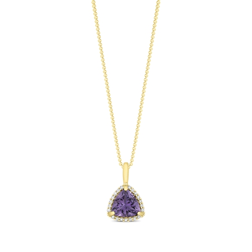 3 Prong Trillion Yellow Gold Solid bail basket set Pendant Necklaces