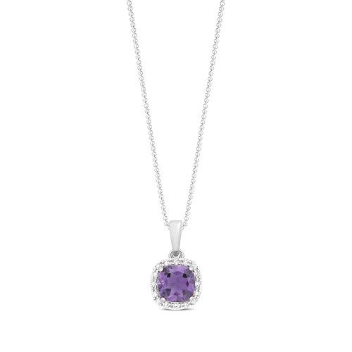 4 Prong Cushion Amethyst Gemstone Pendant Necklace