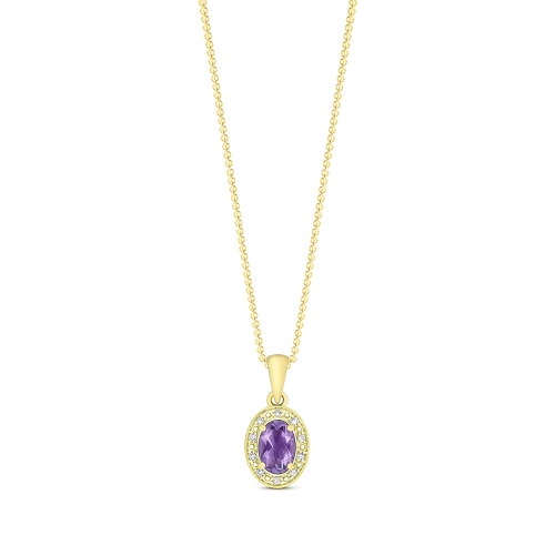 4 Prong Oval Yellow Gold Solid bale with diamond and Pendant Necklaces