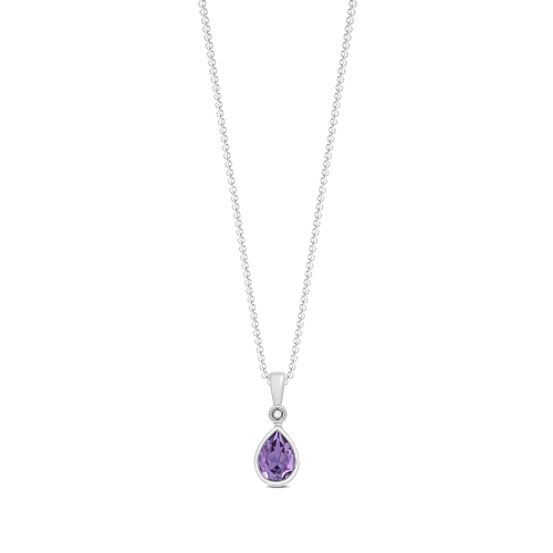 Prong Pear Amethyst Gemstone Pendant Necklace