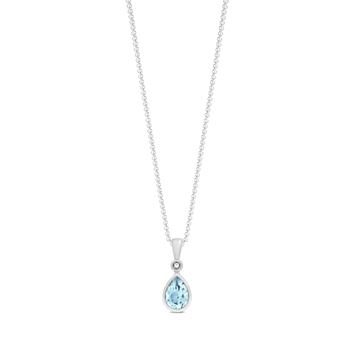 Prong Pear Blue Topaz Gemstone Pendant Necklace