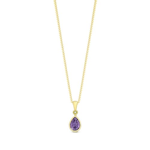 Prong Pear Yellow Gold Teardrop Pendant Necklaces