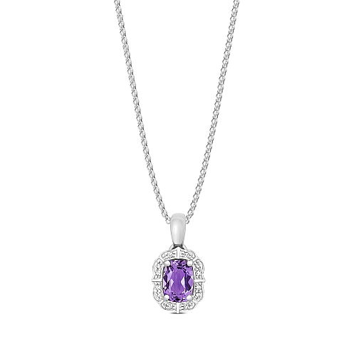 4 Prong Cushion Gleam Amethyst Gemstone Pendant Necklace