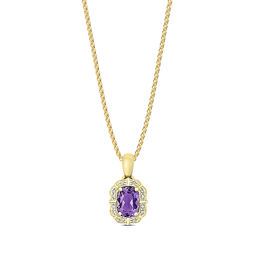 4 Prong Cushion Yellow Gold Gleam Pendant Necklaces
