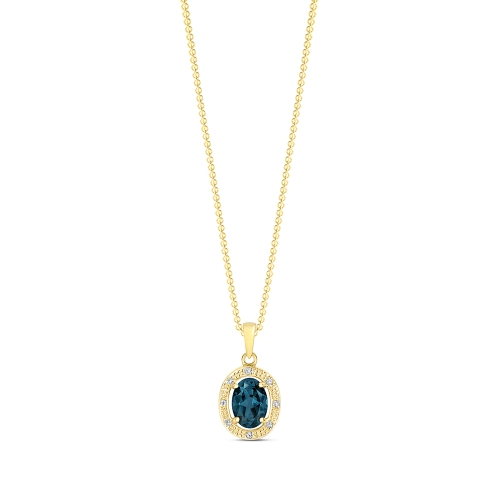 4 Prong Oval Yellow Gold Shimmer Pendant Necklaces