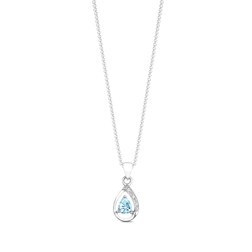 Prong Pear WhisperWave Aquamarine Gemstone Pendant Necklace