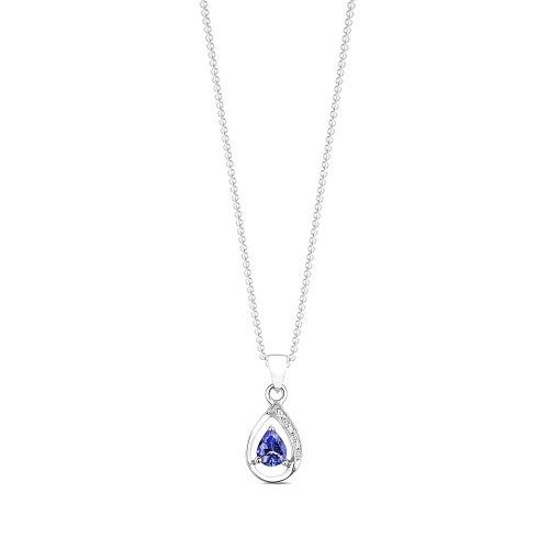 Prong Pear Whisperwave Tanzanite Pendant Necklaces