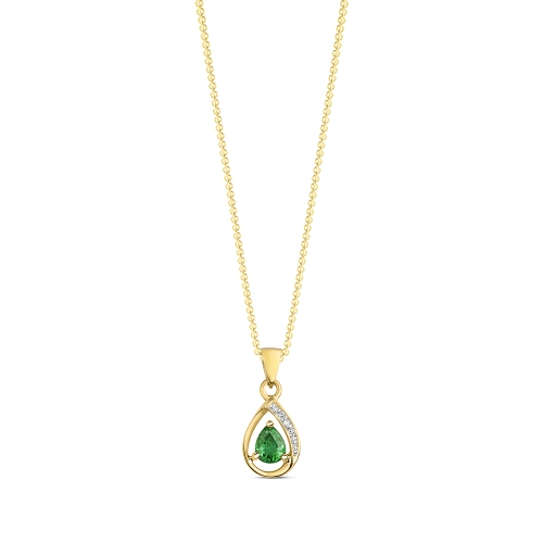 Prong Pear Yellow Gold Whisperwave Gemstone Pendant Necklaces