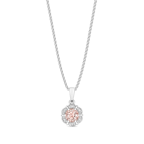 6 Prong Round Floral style Pendant Necklaces