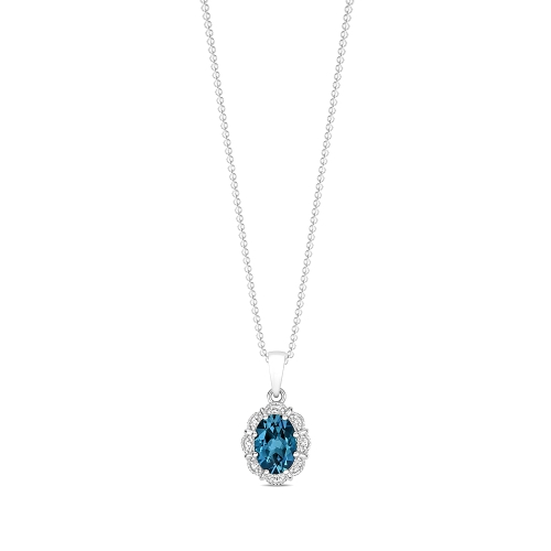 3 Prong Oval Blue Topaz Gemstone Pendant Necklace