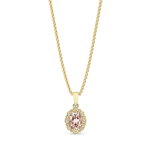3 Prong Oval Yellow Gold Lavish Pendant Necklaces
