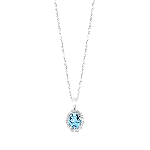 4 Prong Oval Blue Topaz Gemstone Pendant Necklace