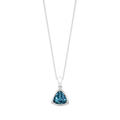 3 Prong Trillion Blue Topaz Gemstone Pendant Necklace