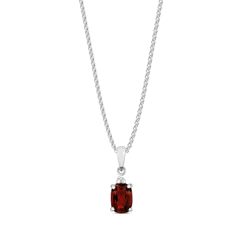 4 Prong Cushion Beam Garnet Gemstone Pendant Necklace