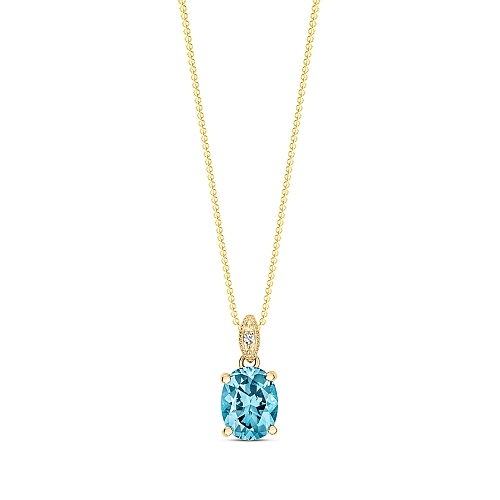 4 Prong Oval Yellow Gold 9X7mm Flash Lab Grown Diamond Pendant Necklaces