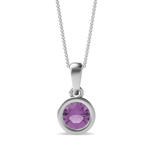 Bezel Setting Round Classic bale Pendant Necklaces
