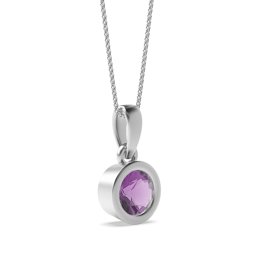 Bezel Setting Round Classic bale Pendant Necklaces