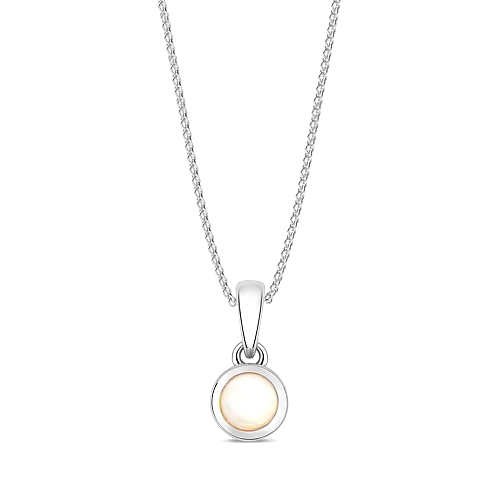 Bezel Setting Round Designer Glint Opal Solitaire Pendant Necklace