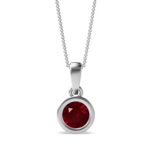 Bezel Setting Round Classic bale Ruby Pendant Necklaces