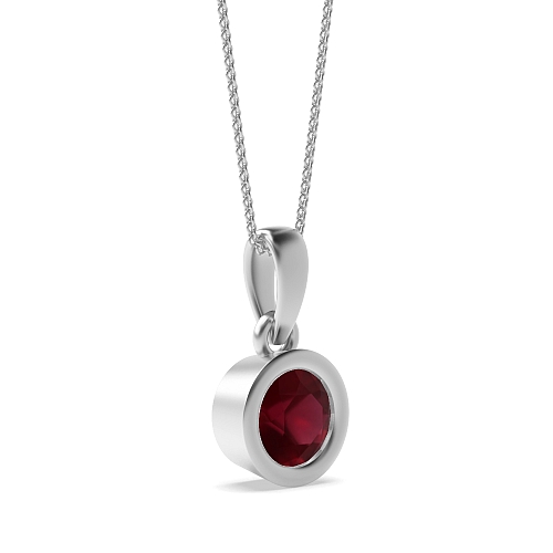 Bezel Setting Round Classic bale Ruby Pendant Necklaces