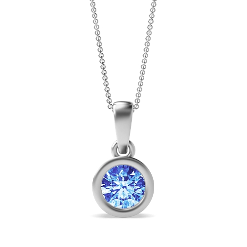 Bezel Setting Round Classic bale Tanzanite Pendant Necklaces
