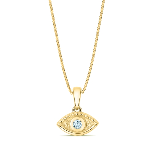 Bezel Setting Round Yellow Gold Eye design Lab Grown Diamond Pendant Necklaces