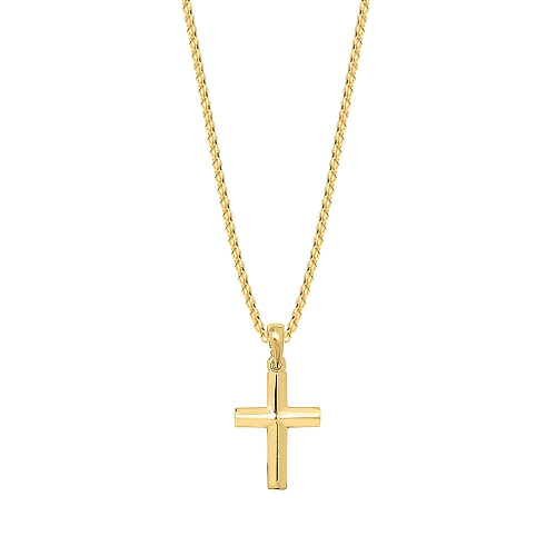 Yellow Gold Designer Shine Cross Pendant Necklace