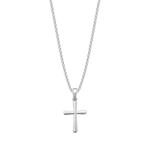 Round White Gold Naturally Mined Diamond Cross Pendant Necklaces