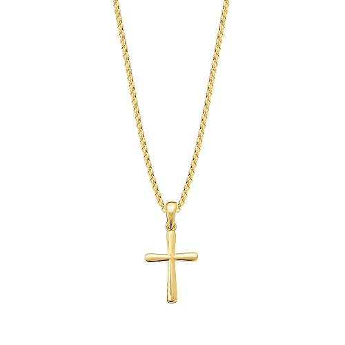 Yellow Gold Designer Glow Cross Pendant Necklace