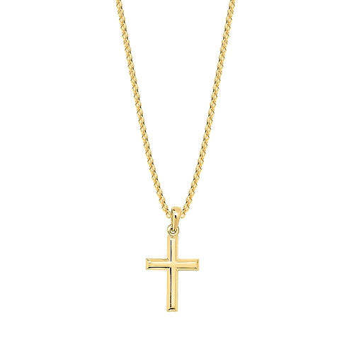 Yellow Gold Designer Brilliance Cross Pendant Necklace