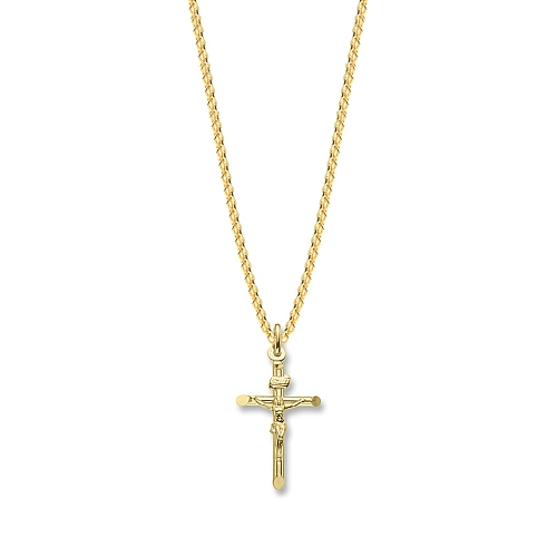 Yellow Gold Sparkle Cross Pendant Necklace