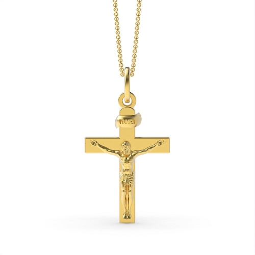 Yellow Gold Crucifix plain Pendant Necklaces