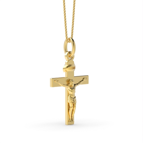 Yellow Gold Crucifix plain Pendant Necklaces