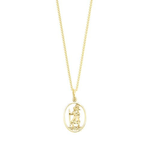 Yellow Gold Plain metal st christopher? Pendant Necklaces