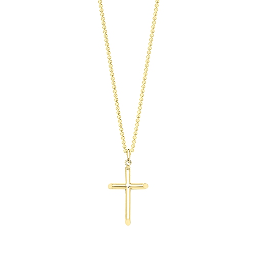 Yellow Gold Glint Cross Pendant Necklace