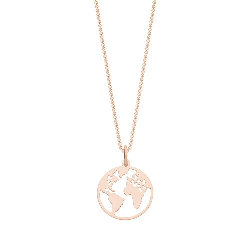 Rose Gold plain metal world map? Personalise Pendant Necklace