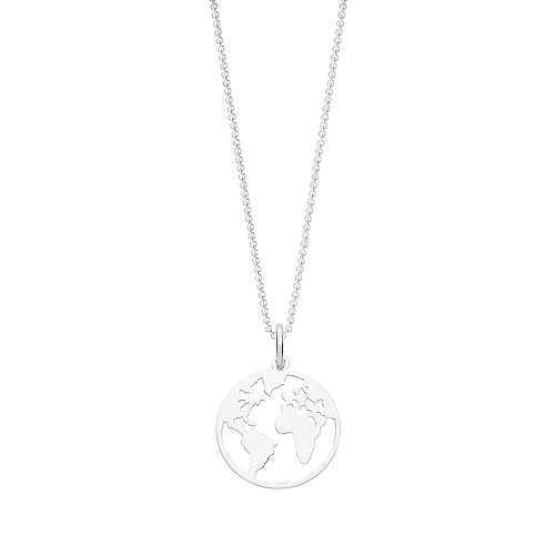 Silver Plain metal world map Pendant Necklaces