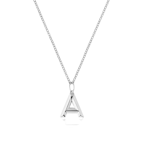 Silver Plain initial a Pendant Necklaces