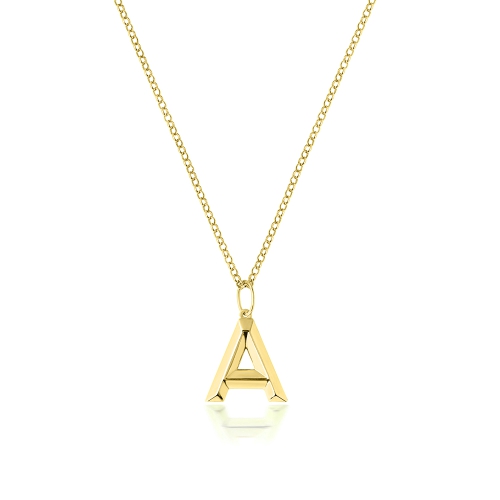 Yellow Gold Plain initial a Pendant Necklaces