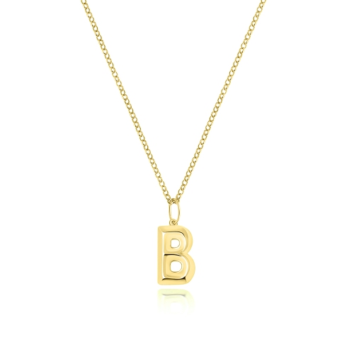 Yellow Gold Plain initial b Pendant Necklaces