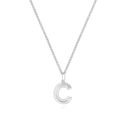 Silver Trendy initial c Pendant Necklaces