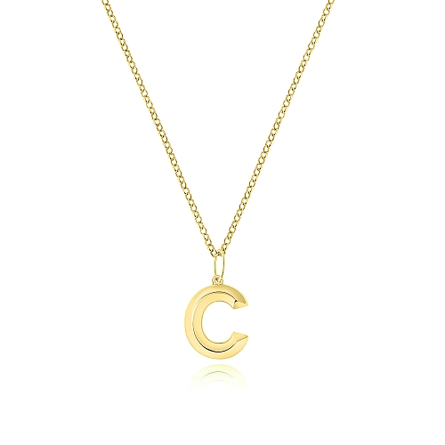 Yellow Gold Trendy initial c Pendant Necklaces