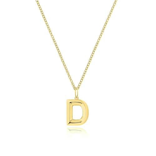 Yellow Gold Trendy initial d Pendant Necklaces