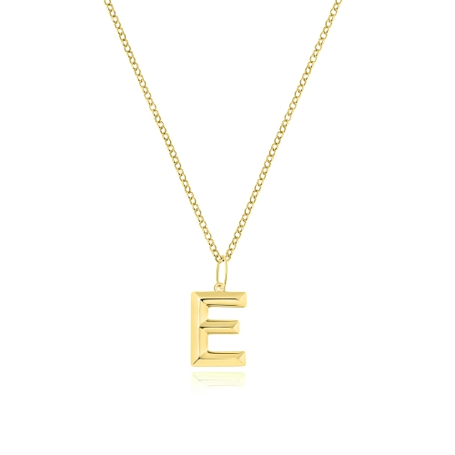 Yellow Gold Trendy initial e Pendant Necklaces
