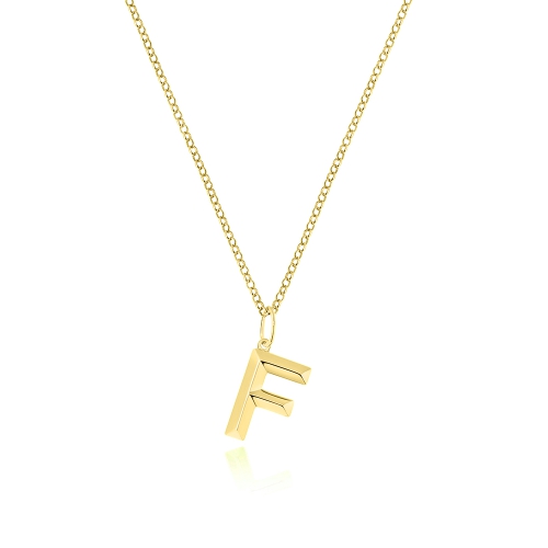 Yellow Gold Trendy initial f Pendant Necklaces