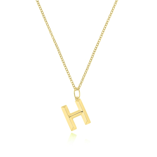 Yellow Gold Trendy initial h Pendant Necklaces