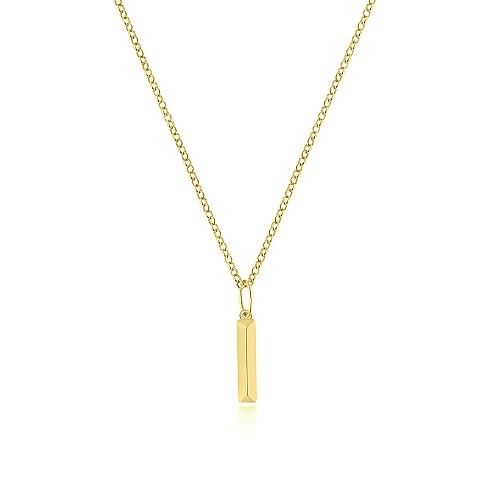 Yellow Gold Letter i charm Pendant Necklaces
