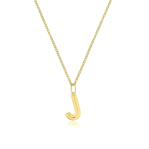 Yellow Gold Letter j gleam Pendant Necklaces
