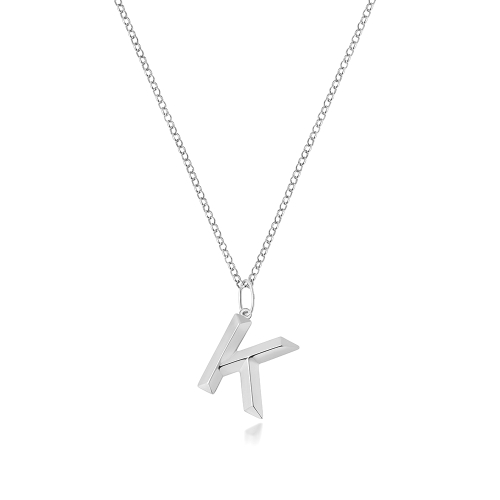 Silver Plain metal initial k Pendant Necklaces